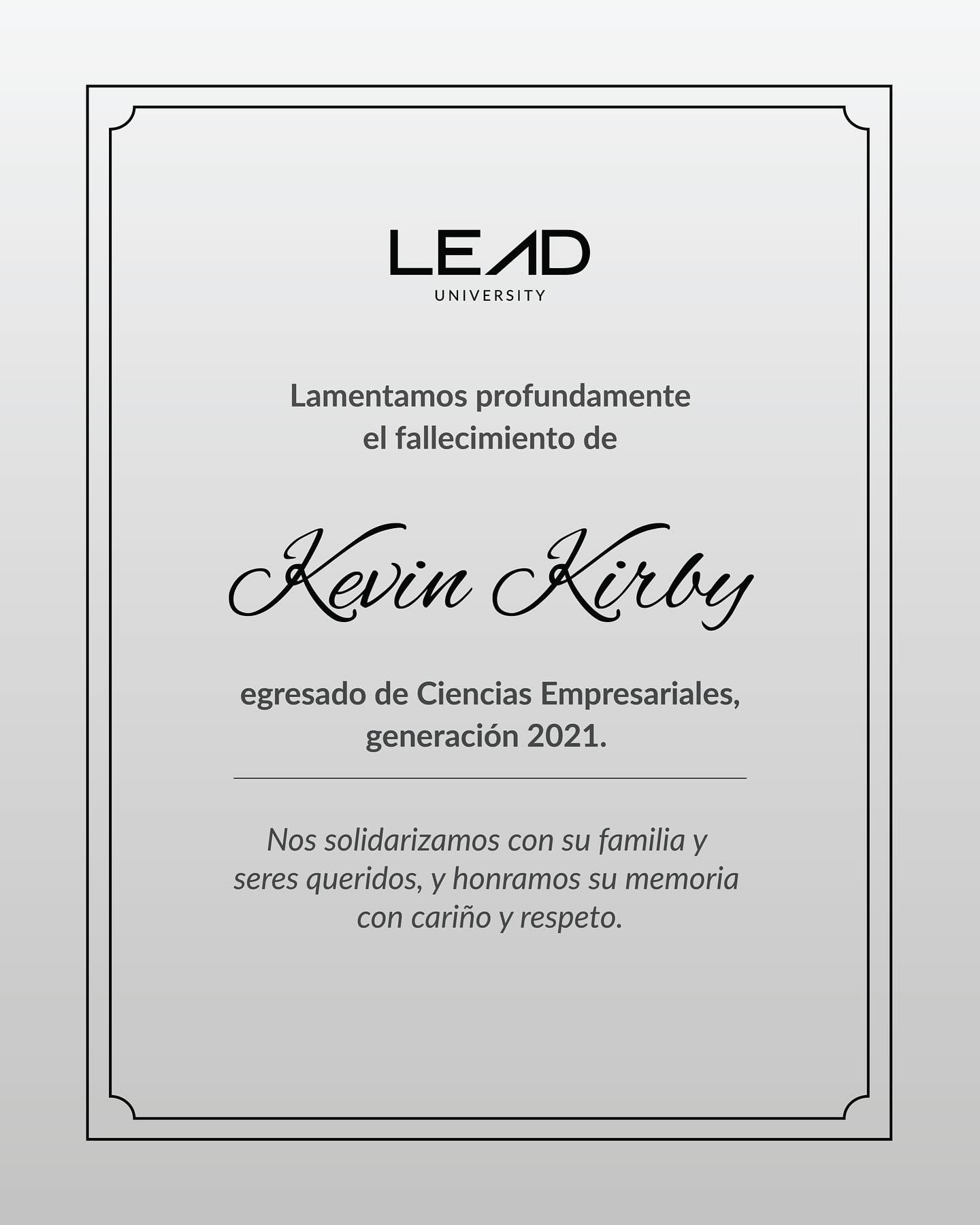 Instituciones lamentaron cruel muerte de Kevin Kirby. Foto: Redes sociales