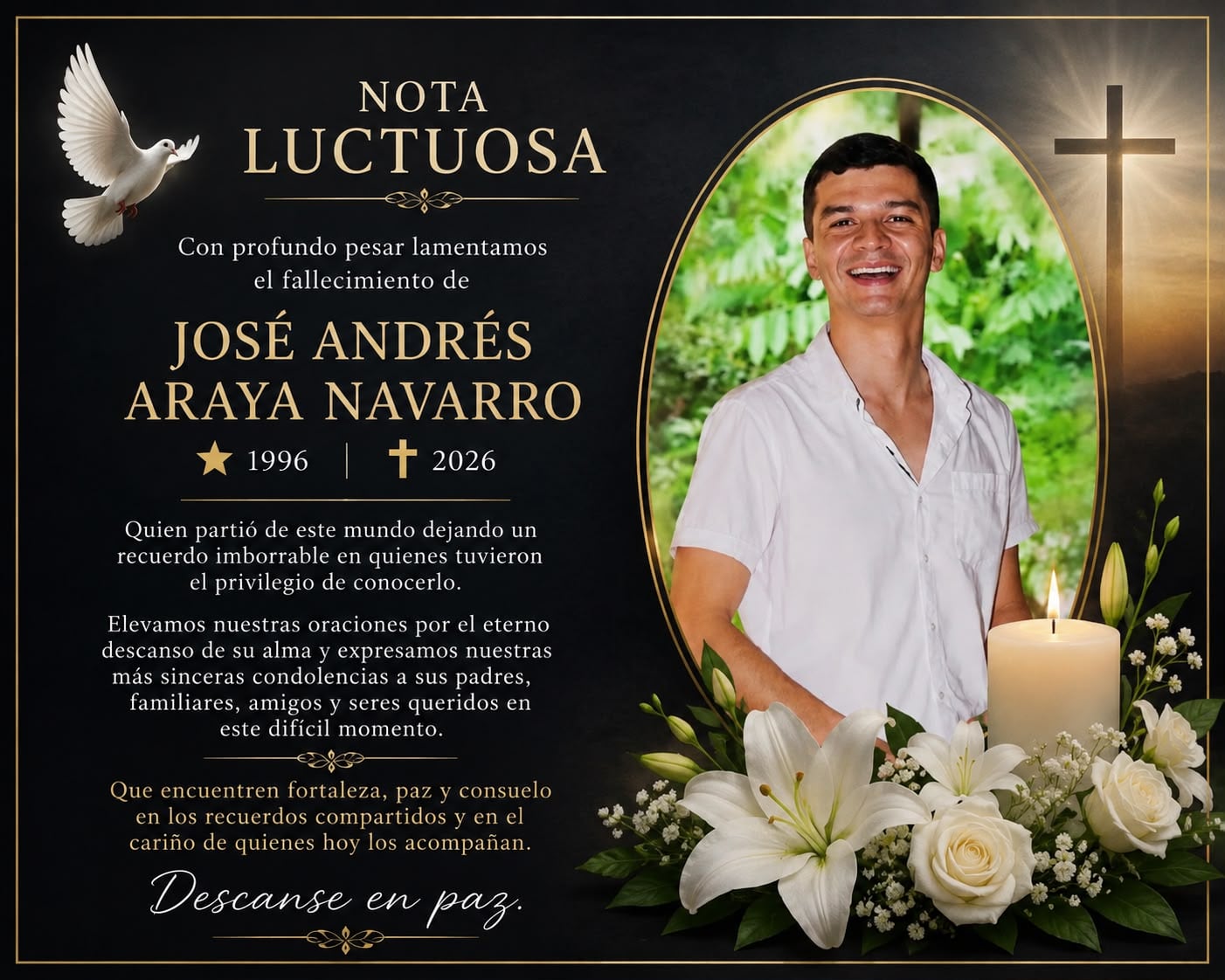 Medios y usuarios de redes sociales se han solidarizado con la familia de José Andŕes Araya Navarro, quien falleció ahogado en playa Linda de Savegre, Quepos.