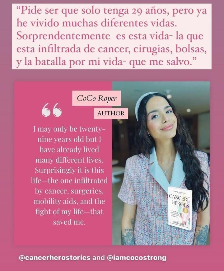 Coco Roper es parte de emotivo libro sobre héroes del cáncer