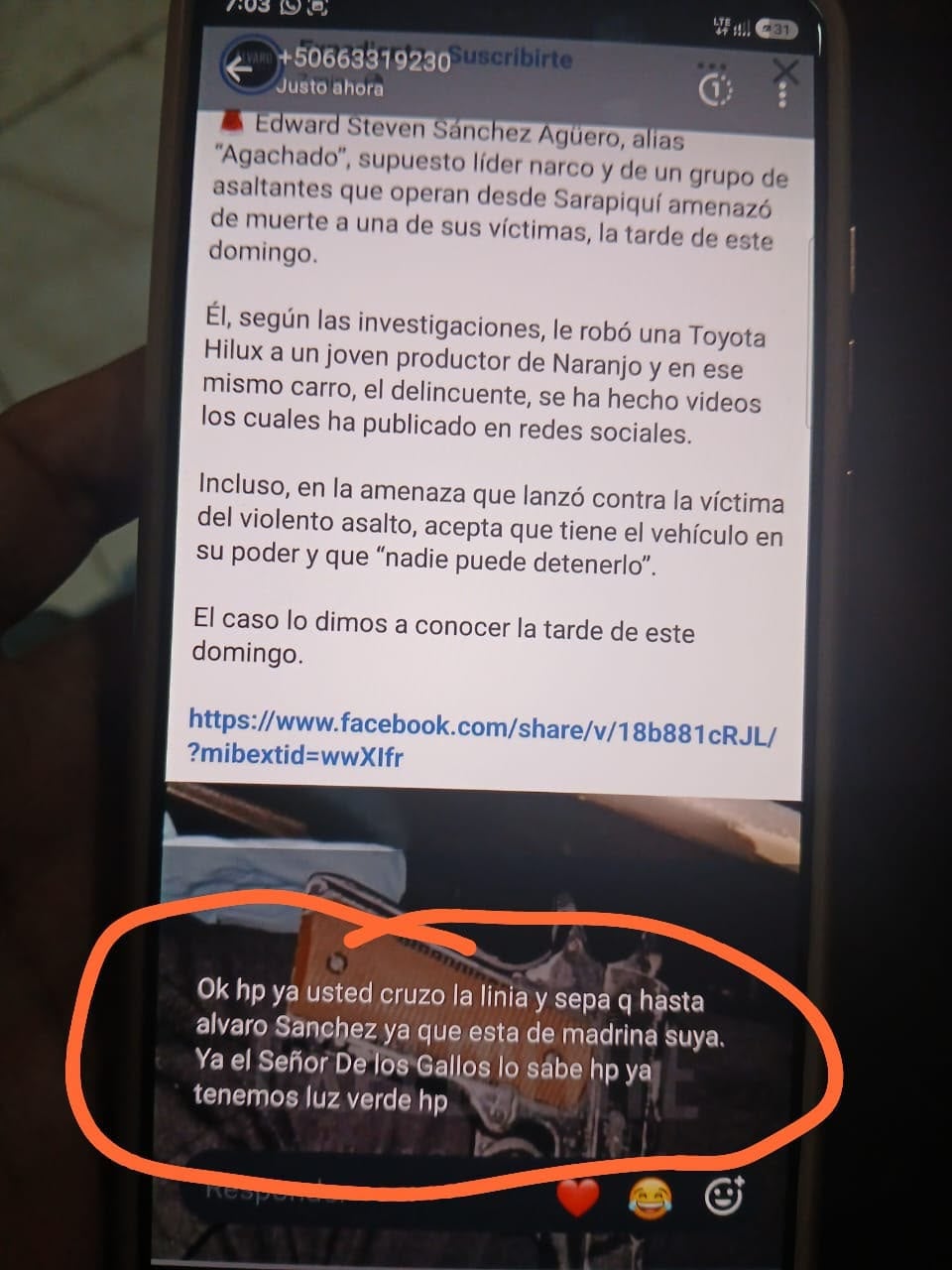 Alias Agachado es sospechoso de robar este carro y también de amenazas de muerte al denunciar lo que pasaba en Sarapiquí. Foto: Diblaim Méndez