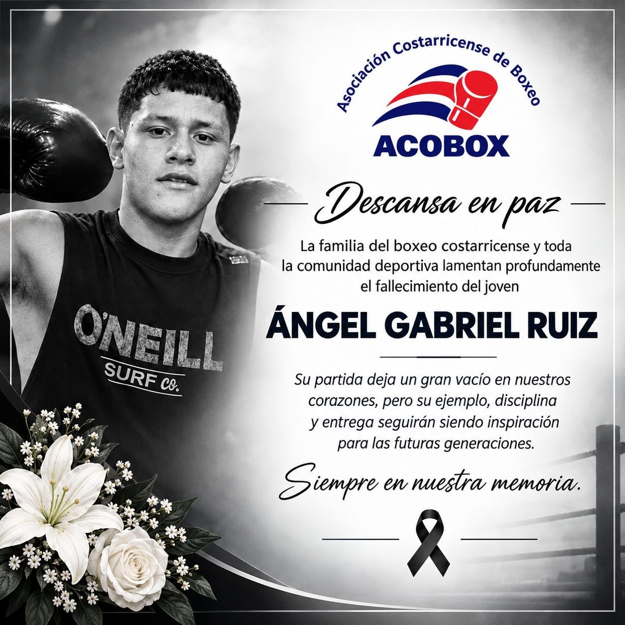 Ángel era una joven promesa del boxeo nacional. Foto Acobox.