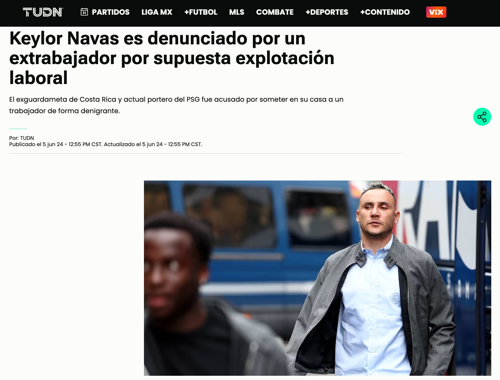 Así reaccionaron varios medios internacionales por la noticia de Keylor Navas. Foto: Captura de pantalla.