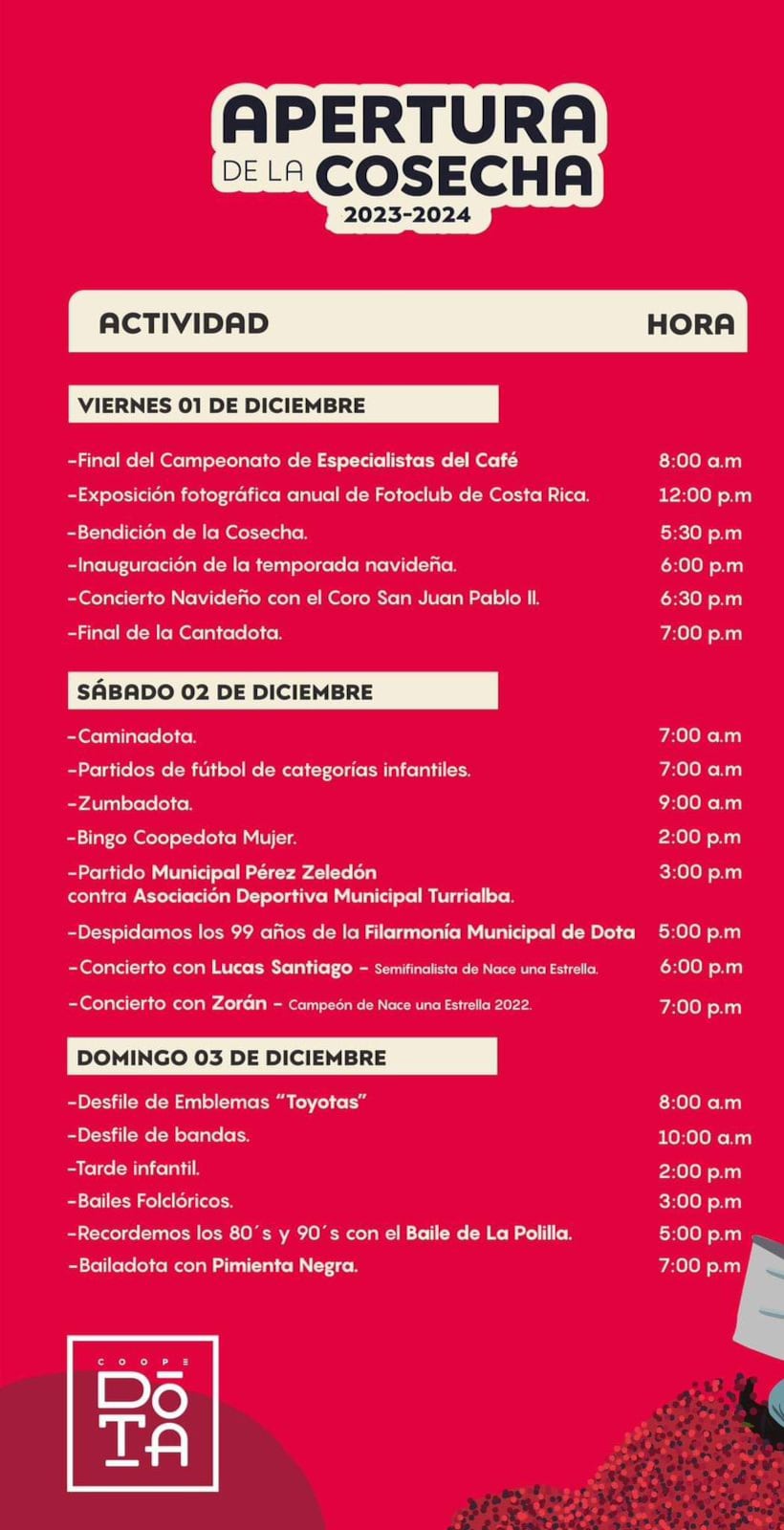 Este fin de semana en Dota, se celebra la IV Edición de la Fiesta de la Apertura de la Cosecha. (Cortesía)