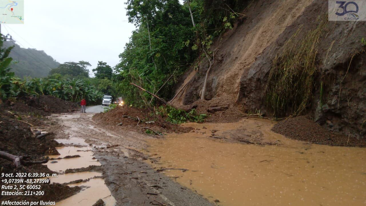 Rutas cerradas por condiciones climáticas. Foto MOPT.