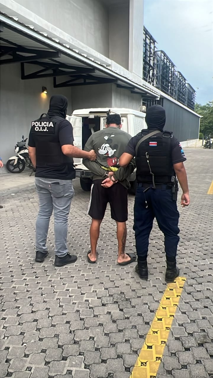 Montenegro, de 27 años, detenido en Chacarita, Puntarenas, es sospechoso de participar en el doble homicidio de Rashab García y Nelson Pavón. Foto: OIJ