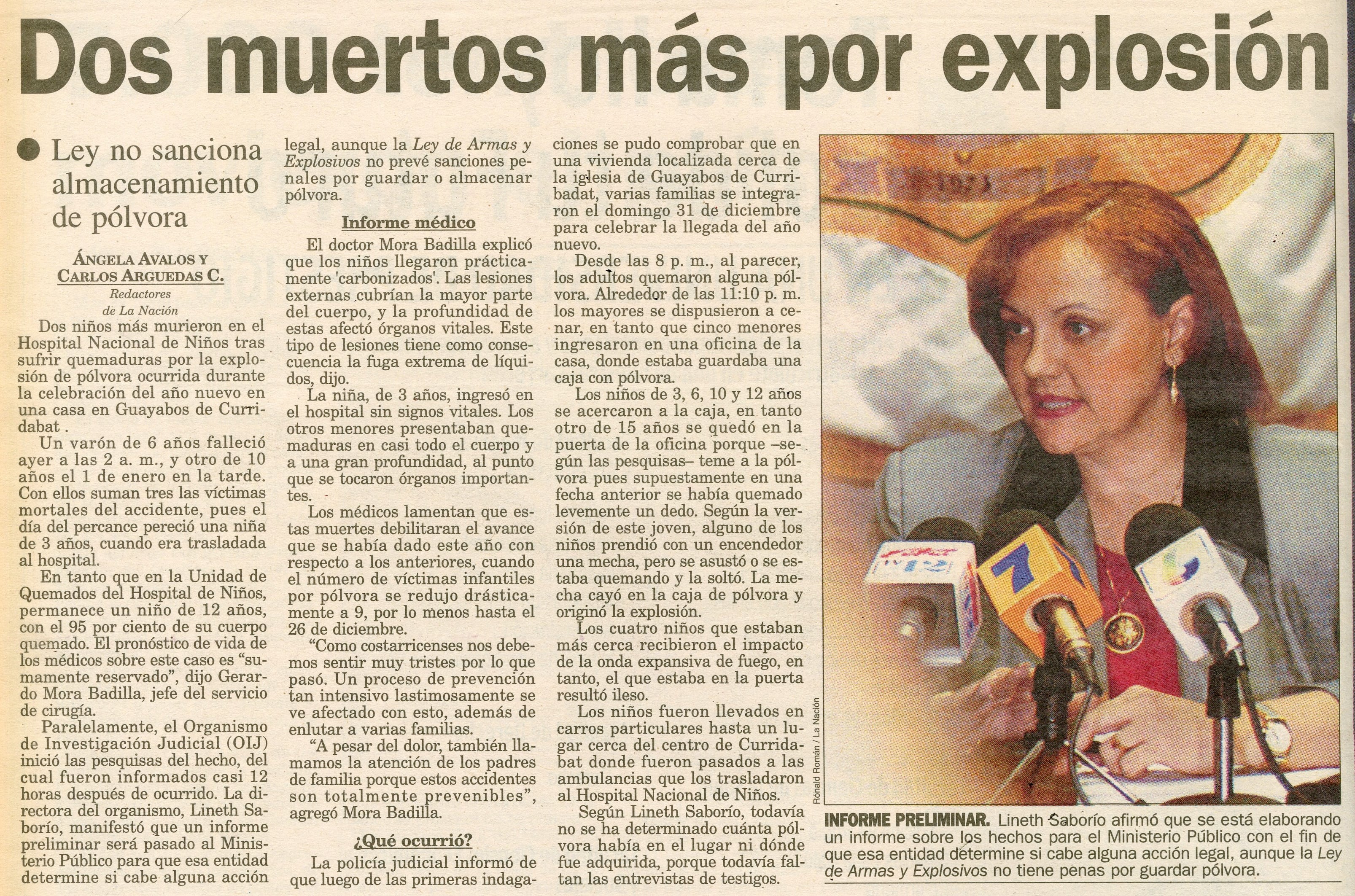 Explosión de pólvora en el 2000 cobró la vida de 4 niños vecinos de Curridabat. Foto Archivo.