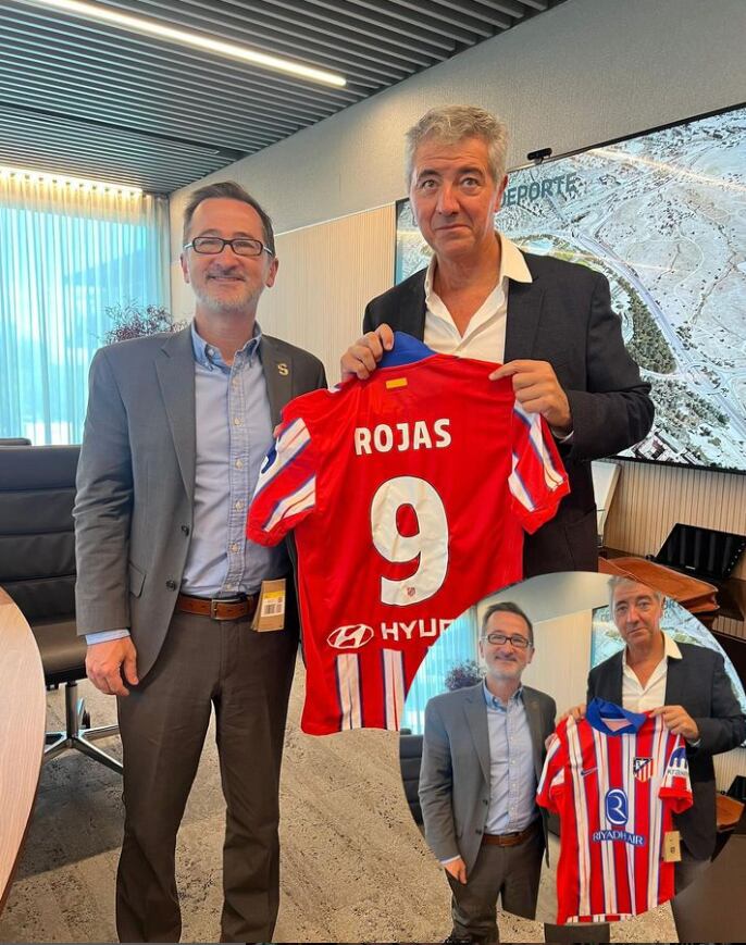 Juan Carlos Roja con  Miguel Ángel Gil, Atlético de Madrid