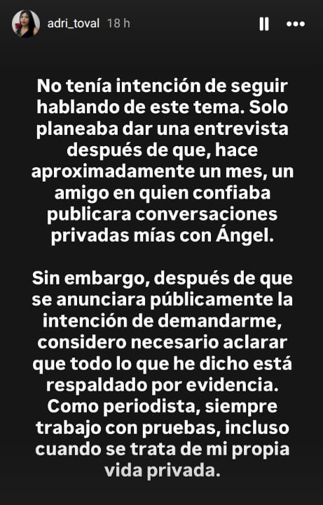 Publicaciones de Adriana Toval contra Ángel Muñoz esposo de Ana Bárbara.