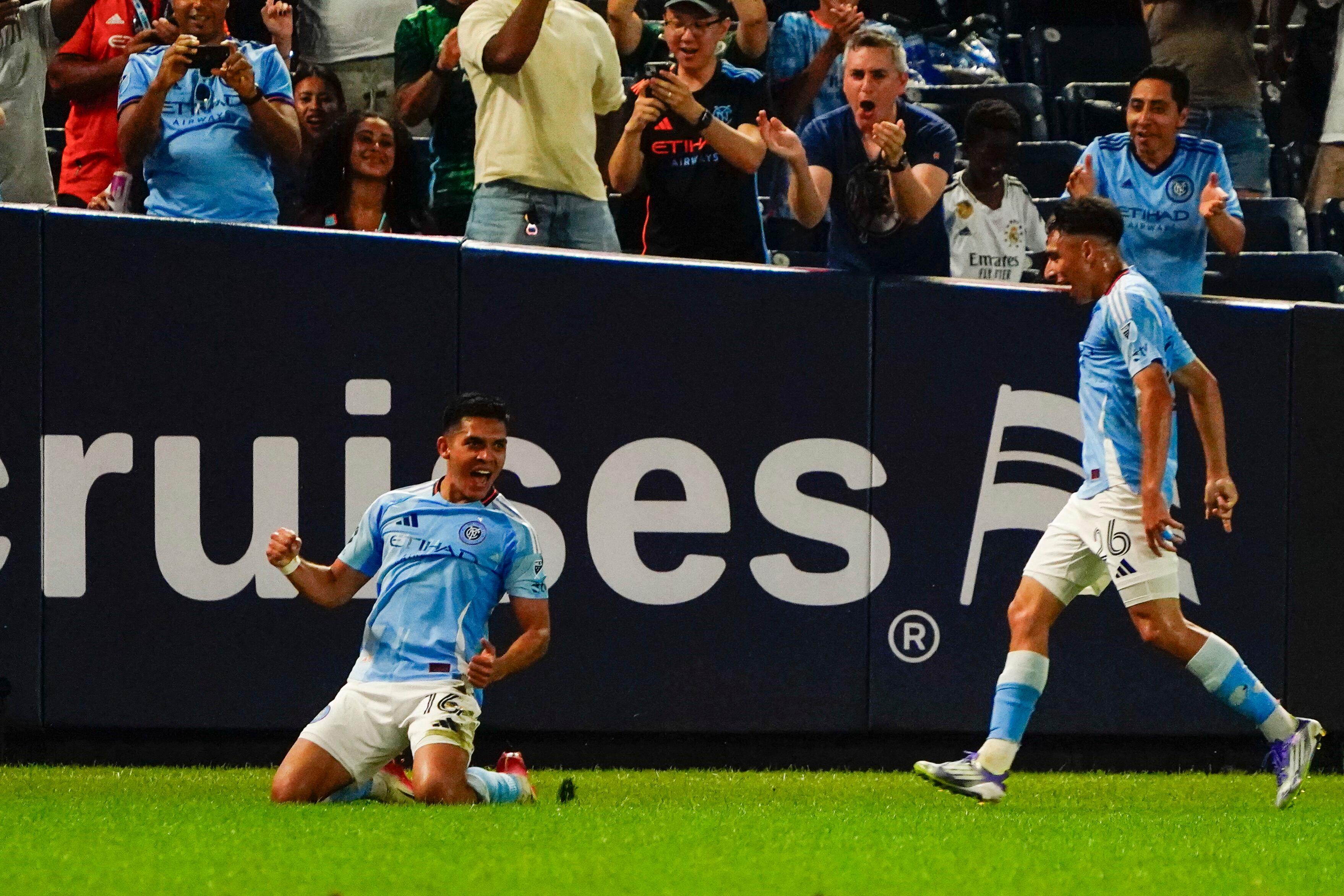 Alonso Martínez festeja uno de sus goles con el New York FC en la MLS.