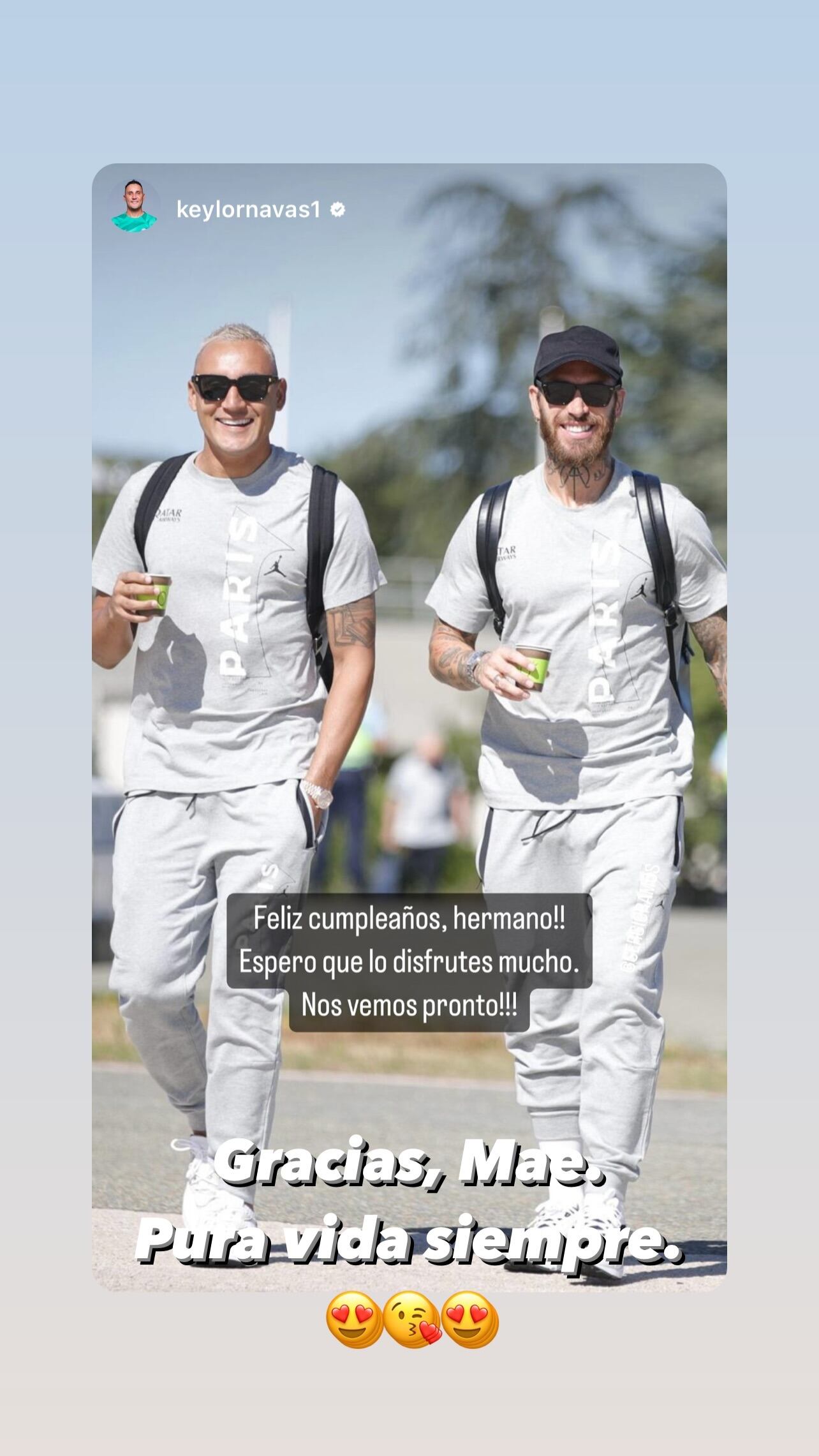 Keylor Navas dijo maravillas de su amigo Sergio Ramos en las redes sociales.