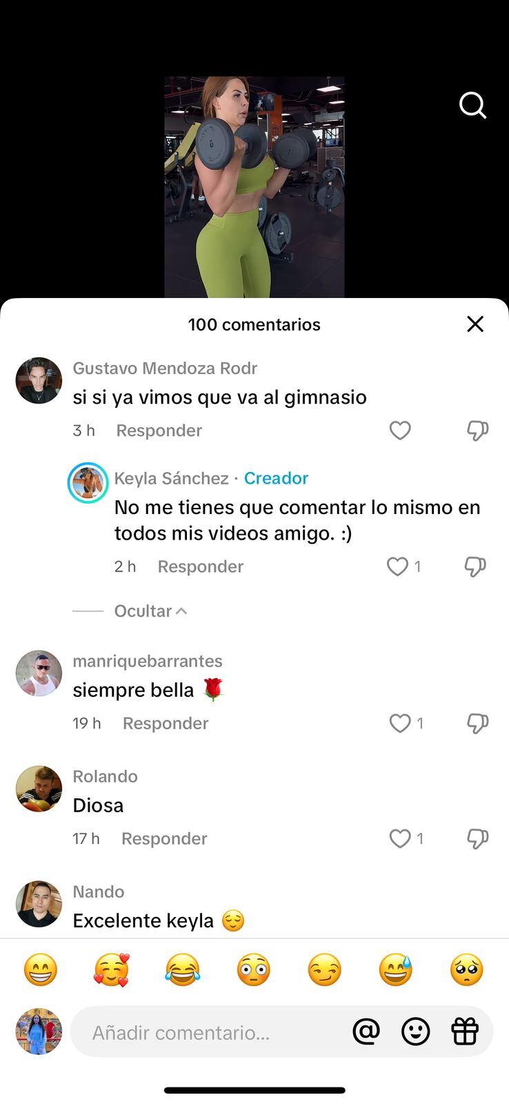 Este fue el comentario al que respondió Keyla Sánchez.