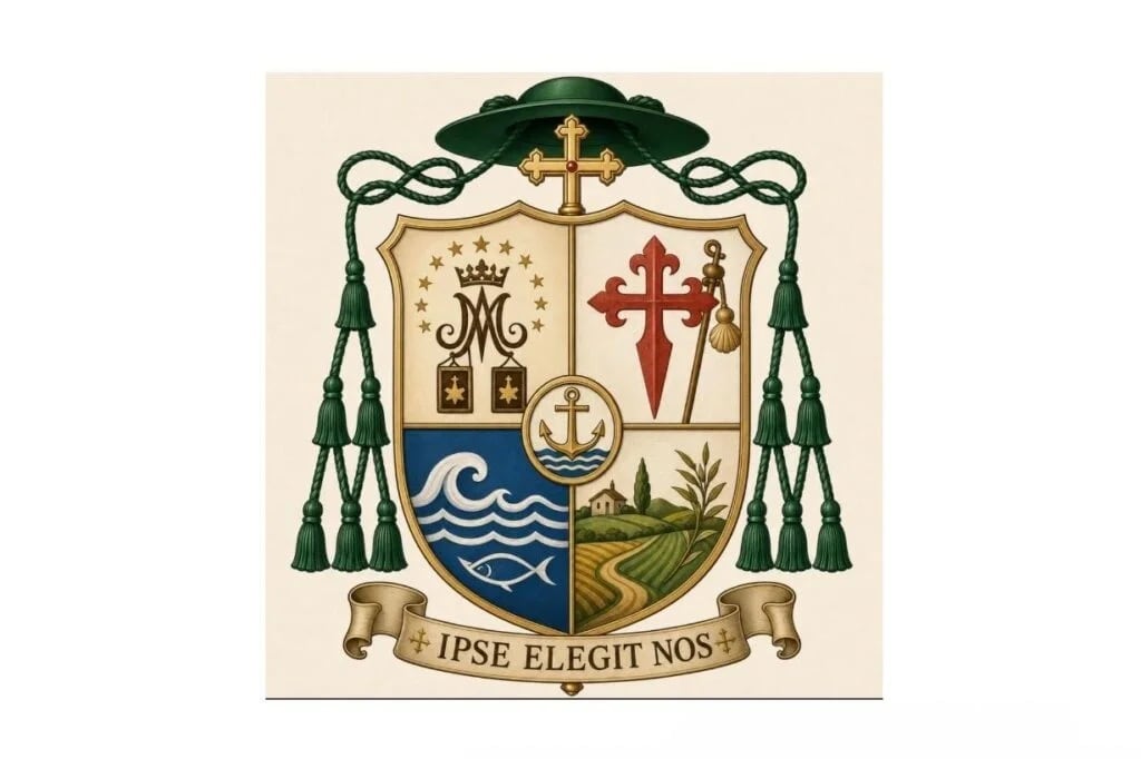 Monseñor Elímar Carvajal Durán ya tiene su escudo. Está Nuestra Señora del Carmen, la cruz de Santiago, el mar y un pez, y un paisaje de un campo por sus orígenes campesinos. Su lema de ordenación es: “Ipse elegit nos”, que significa “Él mismo nos eligió”.
