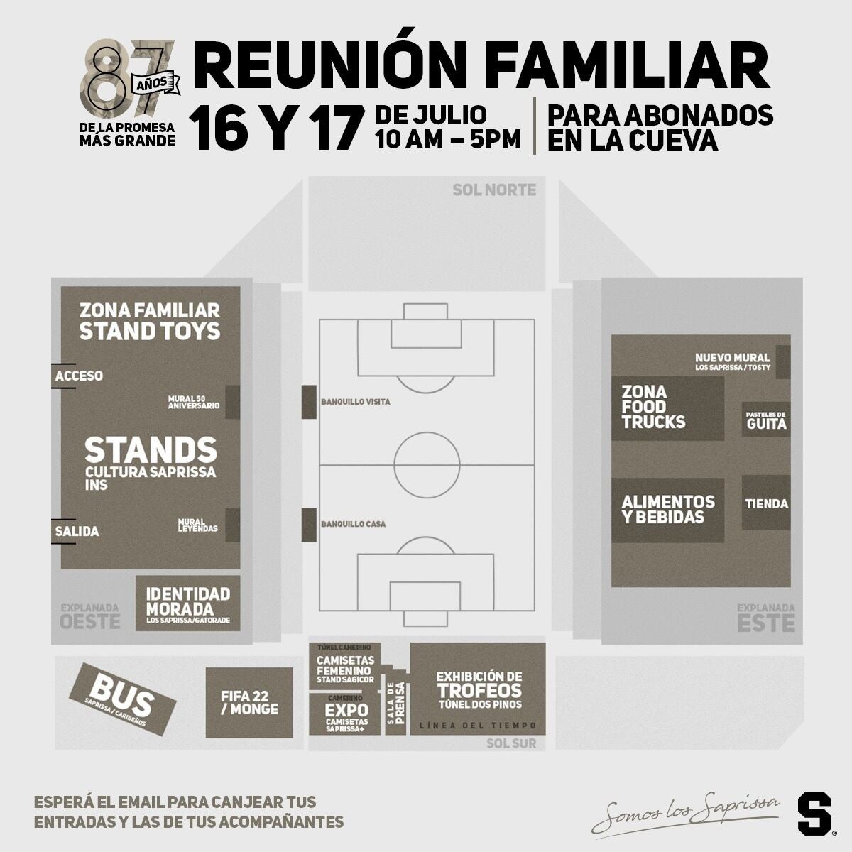 Con una caravana y actividades dentro del estadio Saprissa, el equipo celebrará sus 87 años. Prensa Saprissa.