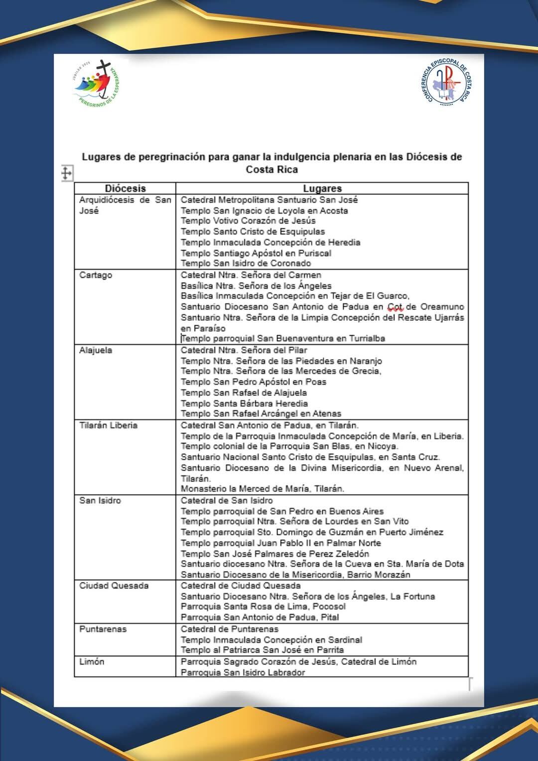 Estas son las Catedrales que conceden indulgencias en Costa Rica. Foto: Convención Episcopal de Costa Rica.