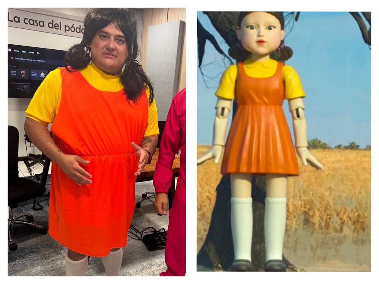 Choché Romano se vistió como la muñeca de El juego del calamar.