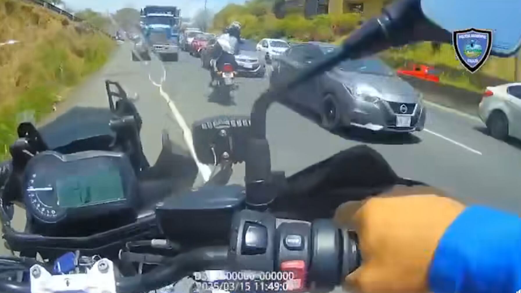Persecución de motociclista en la ruta 27. Foto: Policía Municipal de Escazú