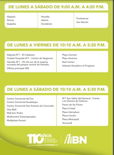 Los clientes son la razón de ser del Banco Nacional (BN), por eso la institución actualizará los horarios de sus 152 oficinas en toda Costa Rica para adaptarse a los hábitos, costumbres y necesidades que tienen los más de 2,6 millones de clientes