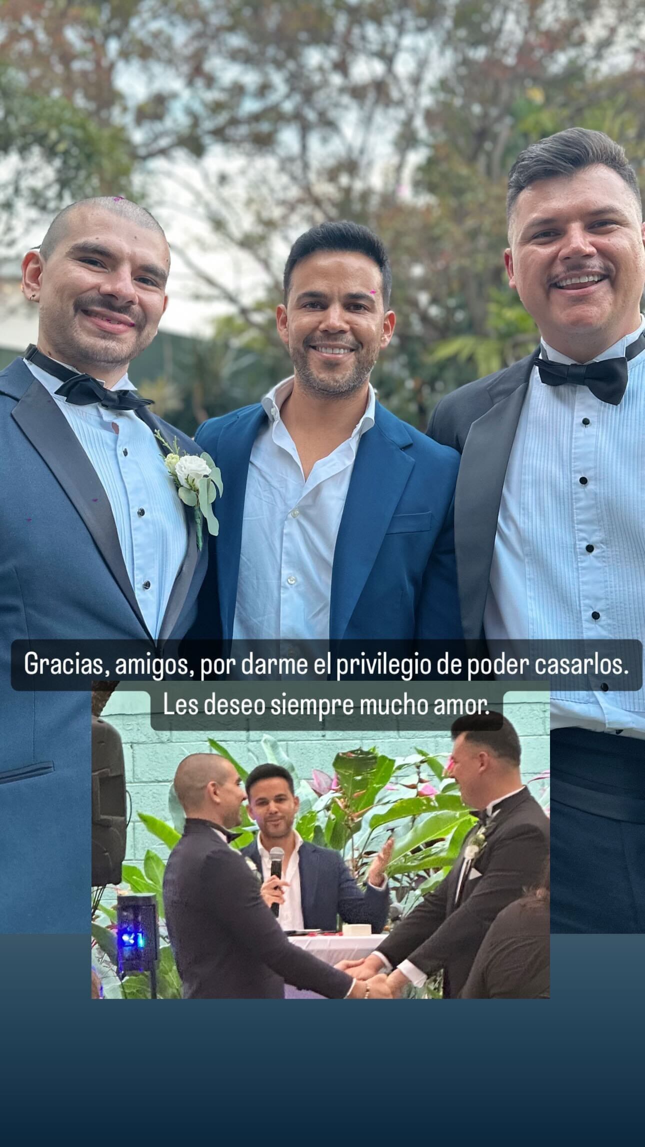 Josué Sánchez y su pareja, Emil, ya son esposos, y las primeras imágenes de la boda ya comienzan a circular en las redes sociales.