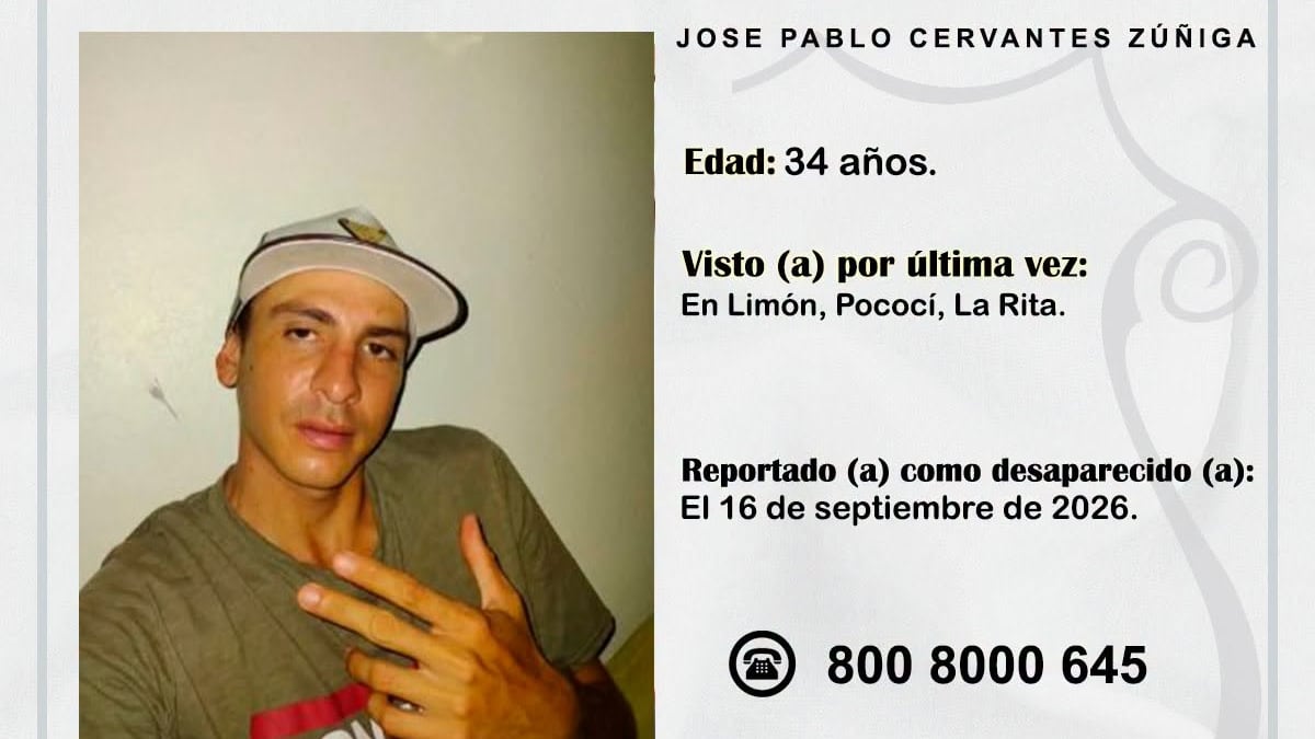 Pablo Cervantes Zúñiga, de 34 años, desapareció en Pococí. Foto: OIJ
