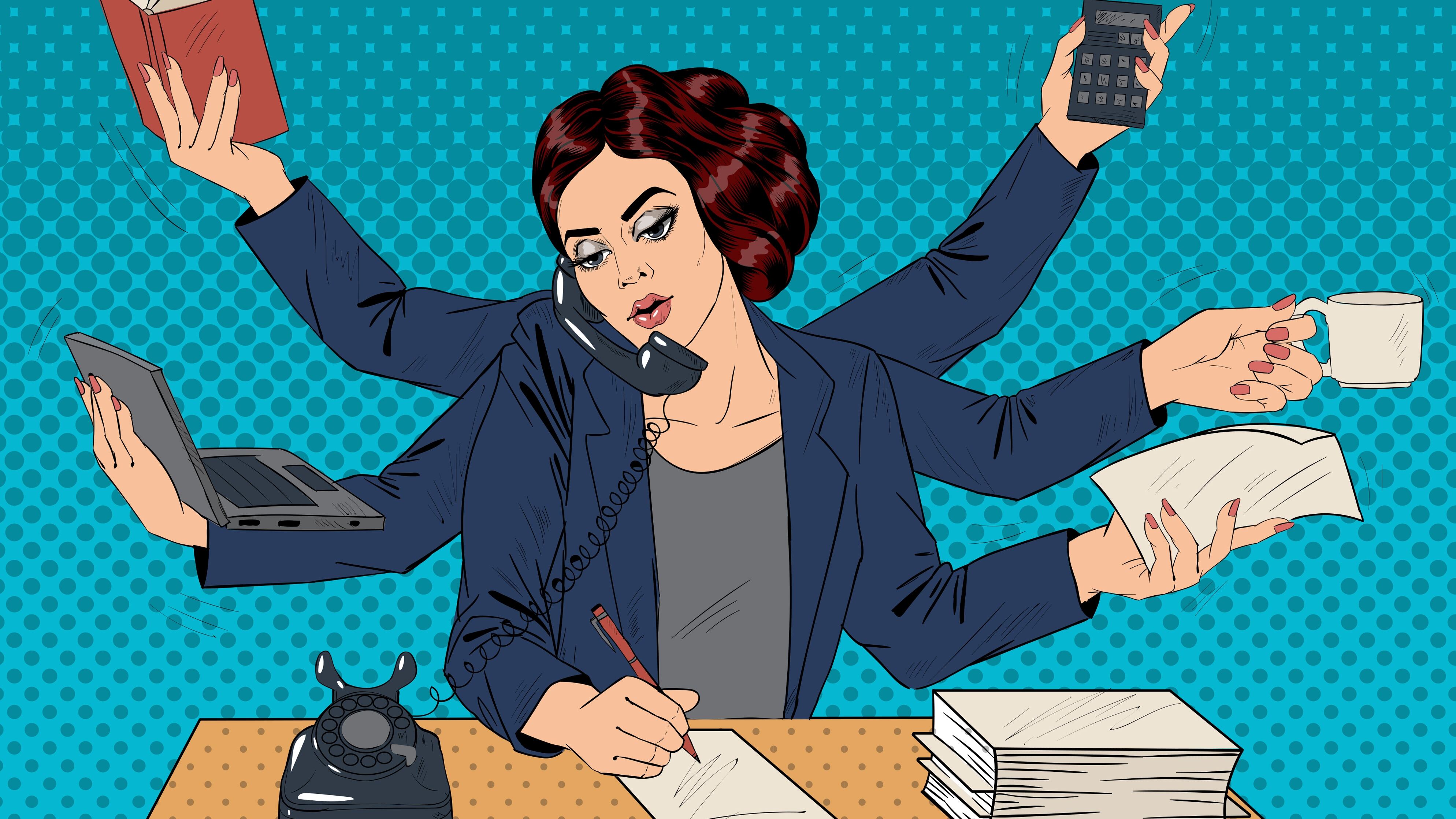 Síndrome de la vida ocupada, culto al rendimiento, multitasking, mujer en varias tareas a la vez, estrés laboral, activismo, burnout, fatiga crónica