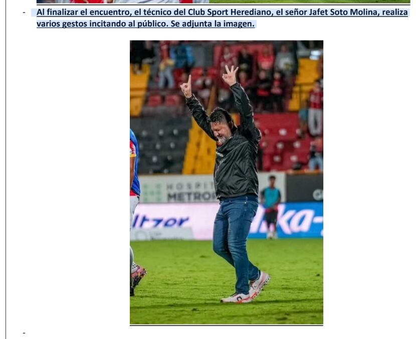 El reporte de Unafut señaló a Jafet Soto por hacer provocativos a la afición de Alajuelense este domingo.