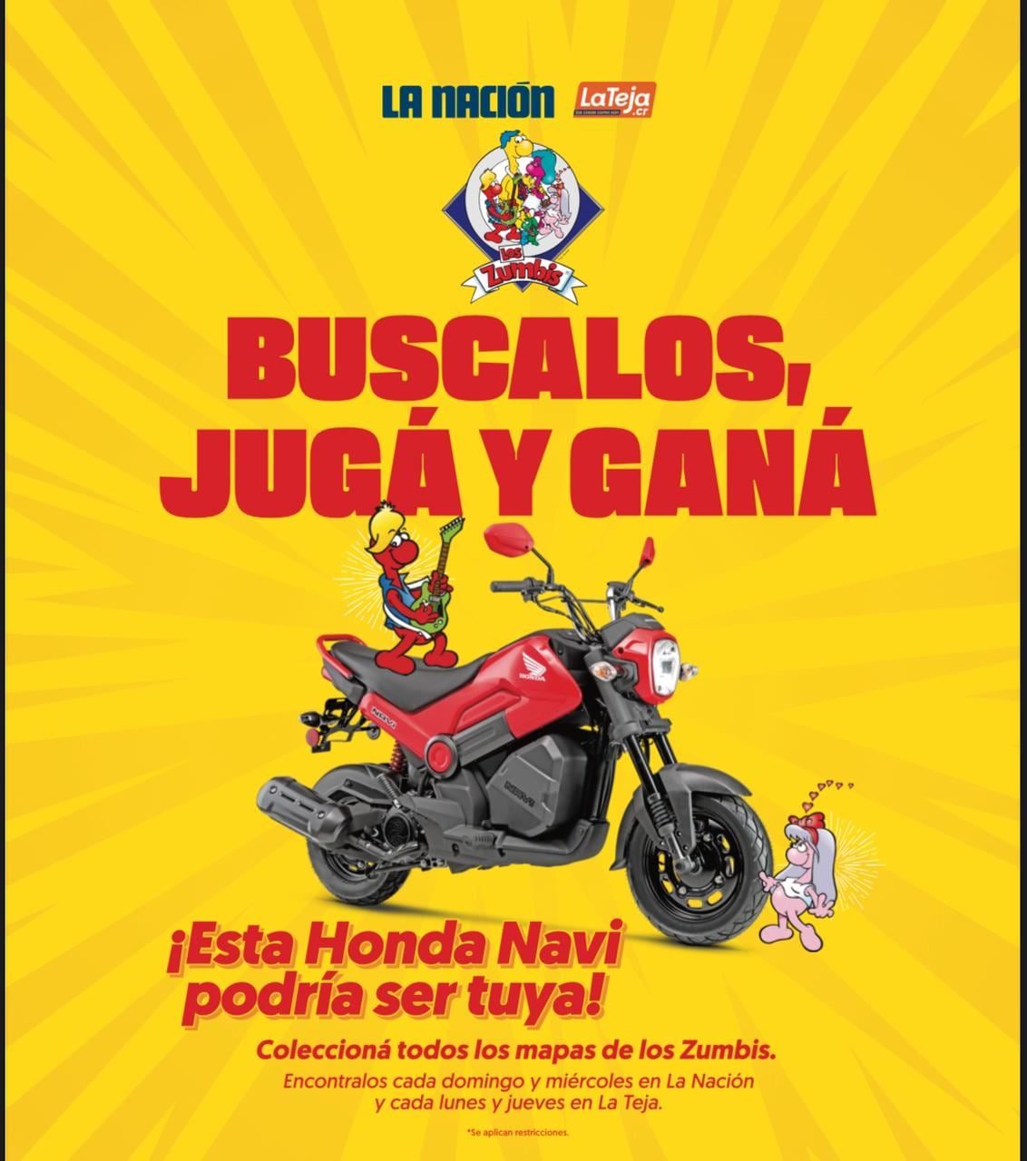 Con Los Zumbis los lectores se podrán ganar una moto NAVI de Honda completamente nueva.