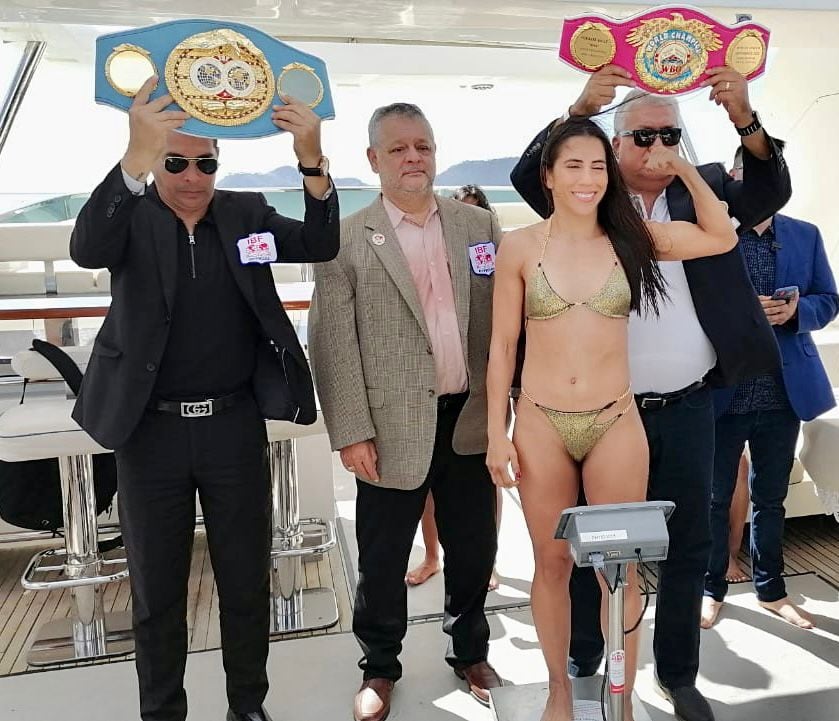 Yokasta Valle, Jessica Basulto, Naomy Valle, pesaje en yate