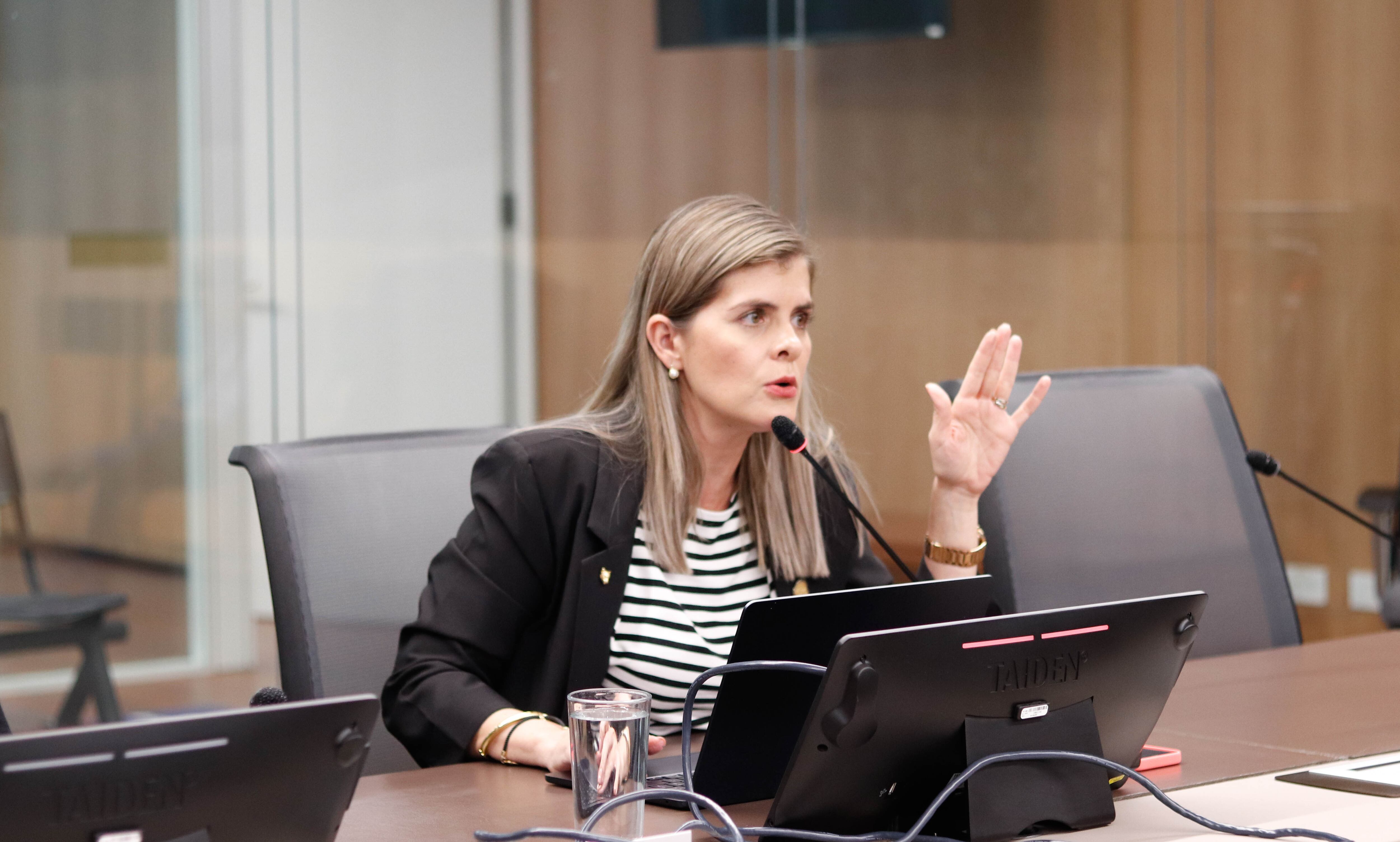 Laura Fernández, ministra de la Presidencia, durante su comparecencia el 19 de noviembre ante la Comisión de Gobierno y Administración de la Asamblea Legislativa.