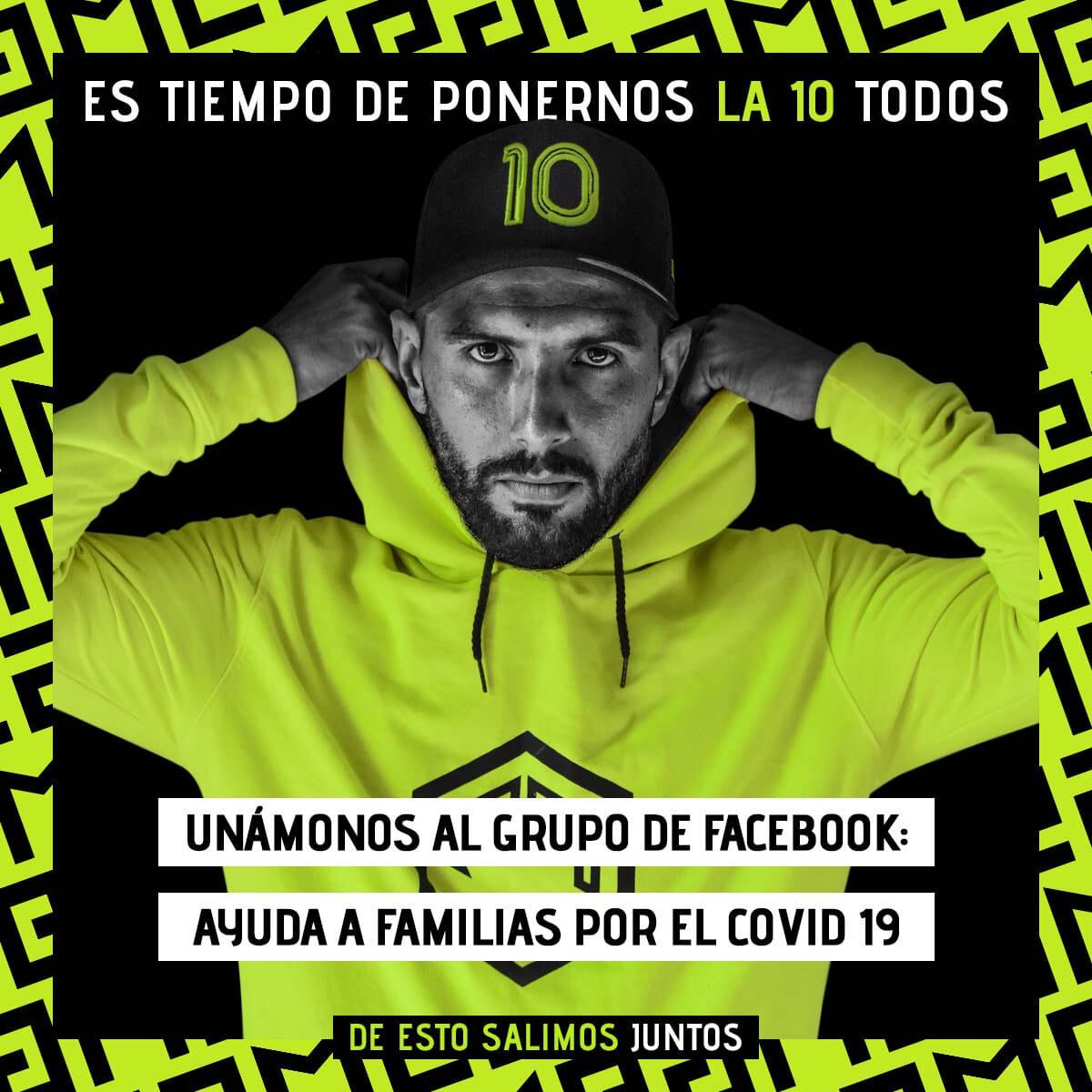 Angulo aprovechó su marca para buscar donativos. Facebook.