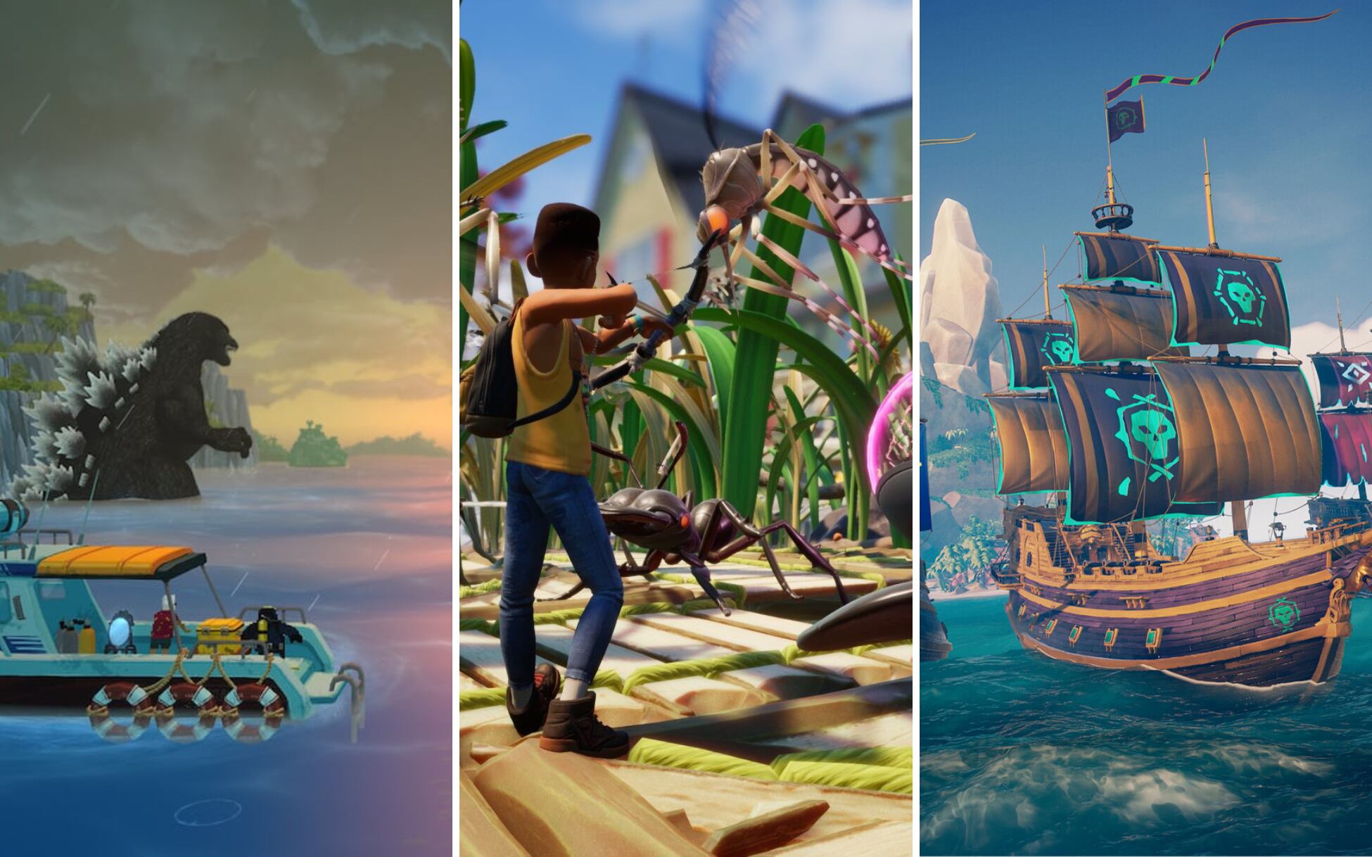 Sea of Thieves, Dave The Driver y Groundes son tres de los juegos que se estrenan este mes de abril. Fotos: Diario As, Steam y XboxNews.