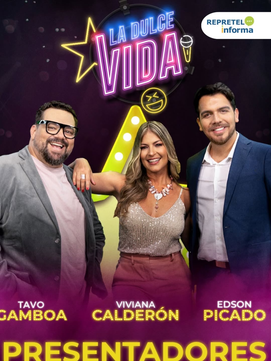 La dulce vida, segunda temporada, Repretel. Viviana Calderón, Gustavo Gambao y Edson Picado.