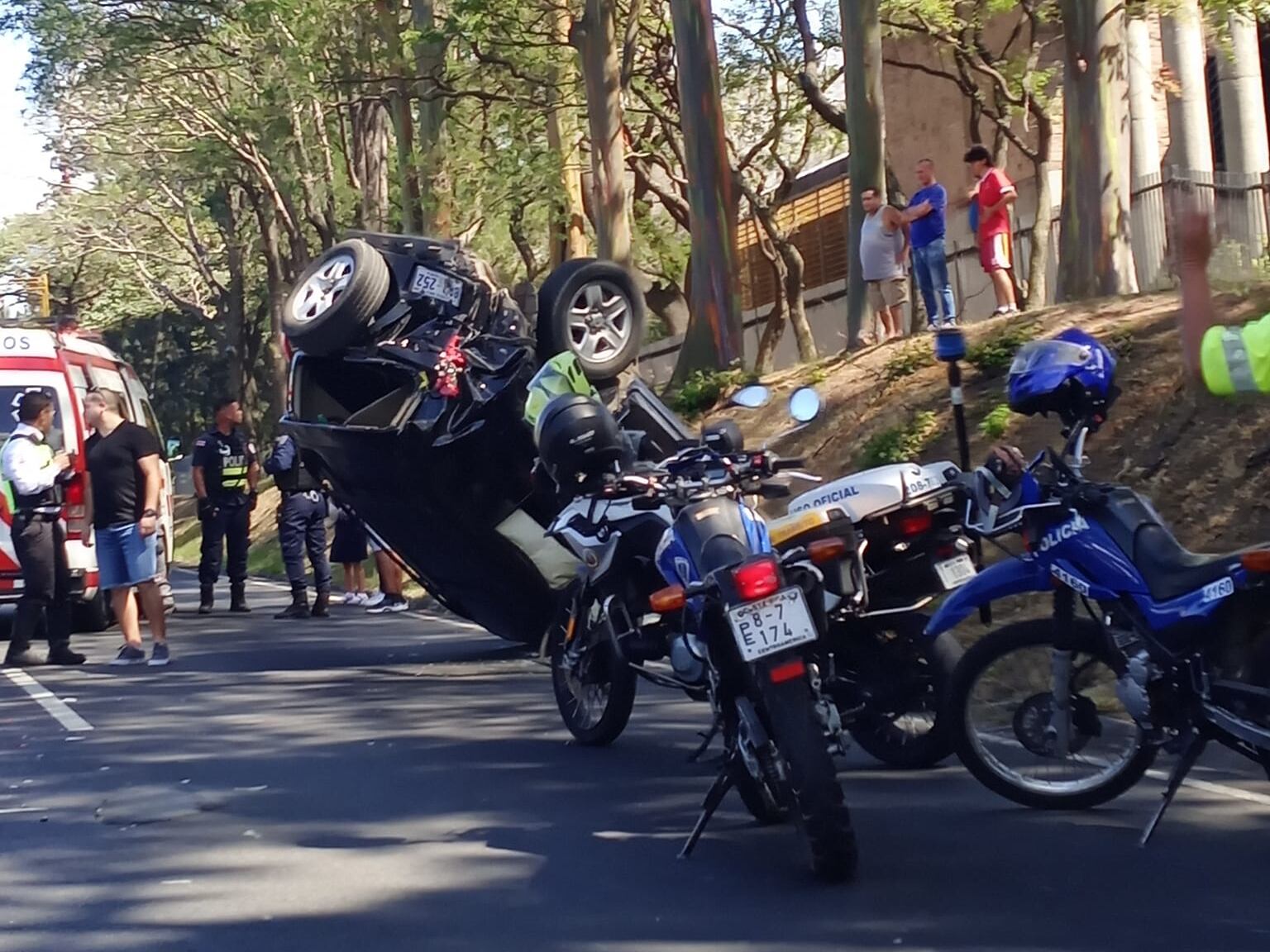 Choque de carro contra chompipa en la autopista General Ca{as.