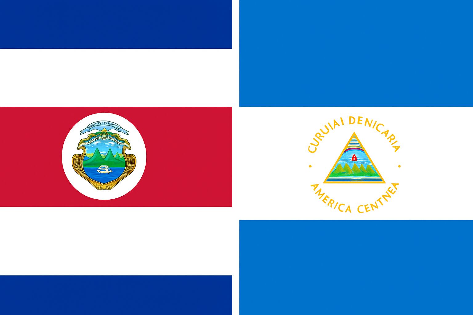 Banderas de Costa Rica y Nicaragua