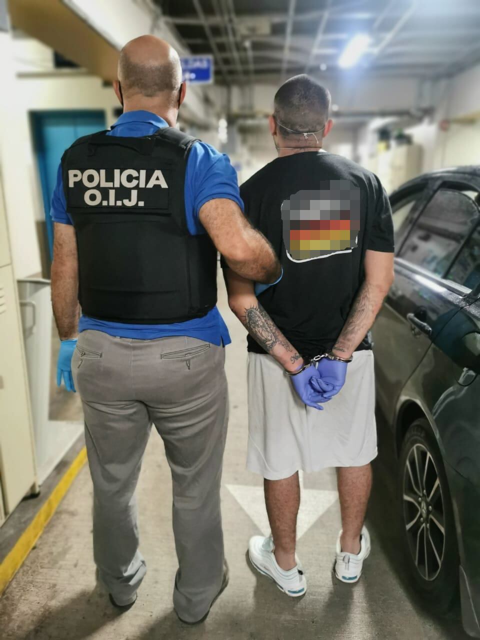 OIJ detiene a sujeto apellidado Segura sospechoso de participar en el homicidio de la modelo Angie Tenorio Villalta y de su novio Joseph Ruiz Jiménez. Foto OIJ.