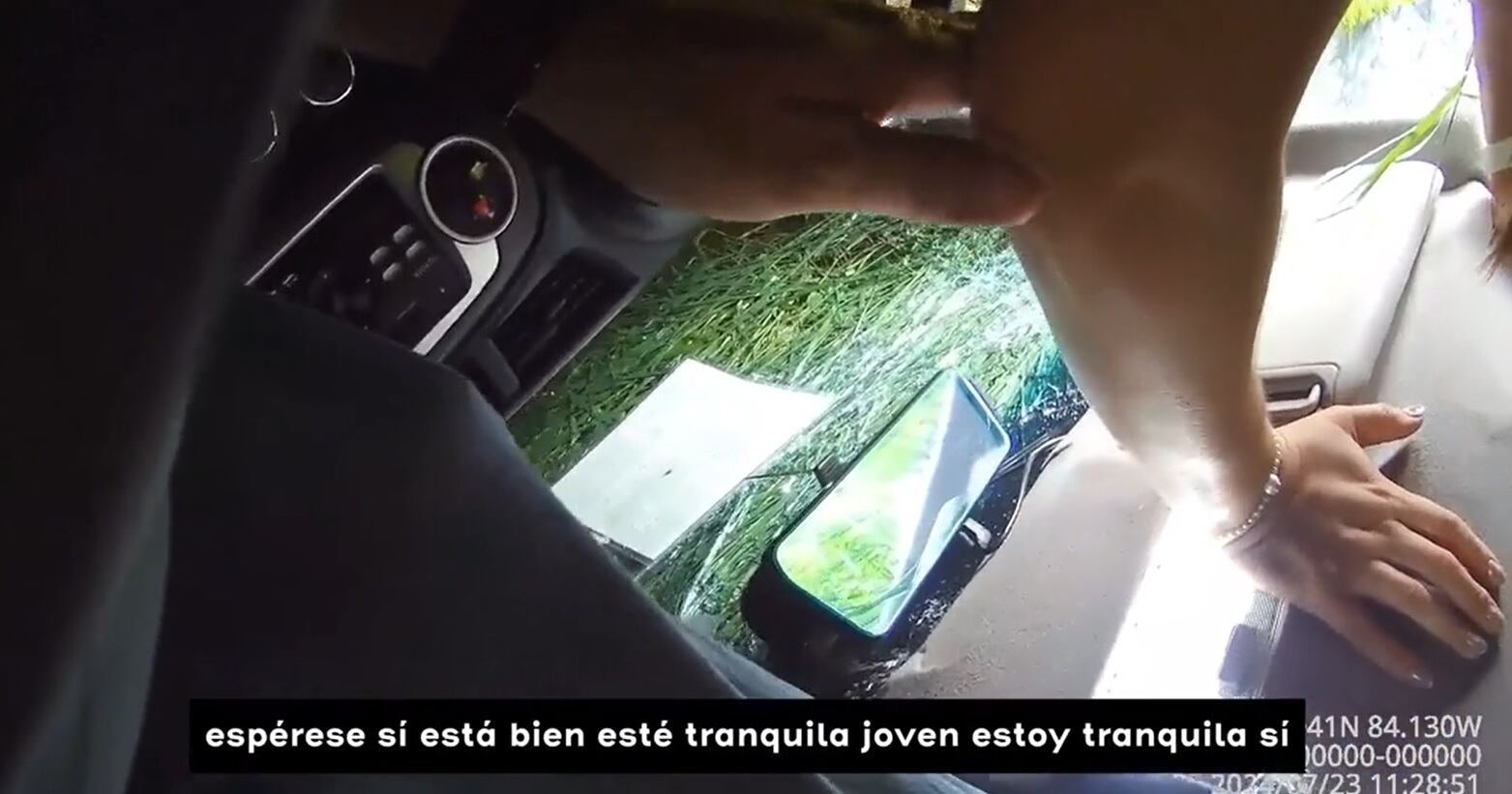 El accidente fue grabado por la cámara del evaluador.