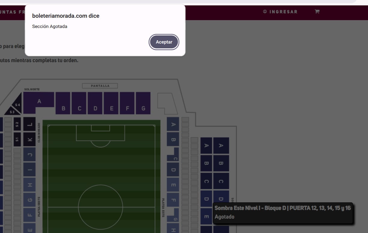 Saprissa lanzó este miércoles las entradas para el partido contra Alajuelense. Captura de pantalla.