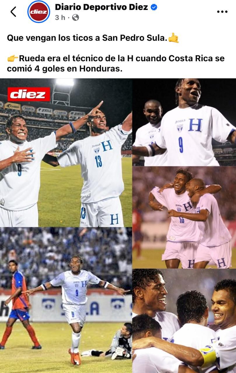 Diario Diez hizo esta publicación al conocer que Honduras se cruzará con Costa Rica en las eliminatorias rumbo a Norteamérica 2026.