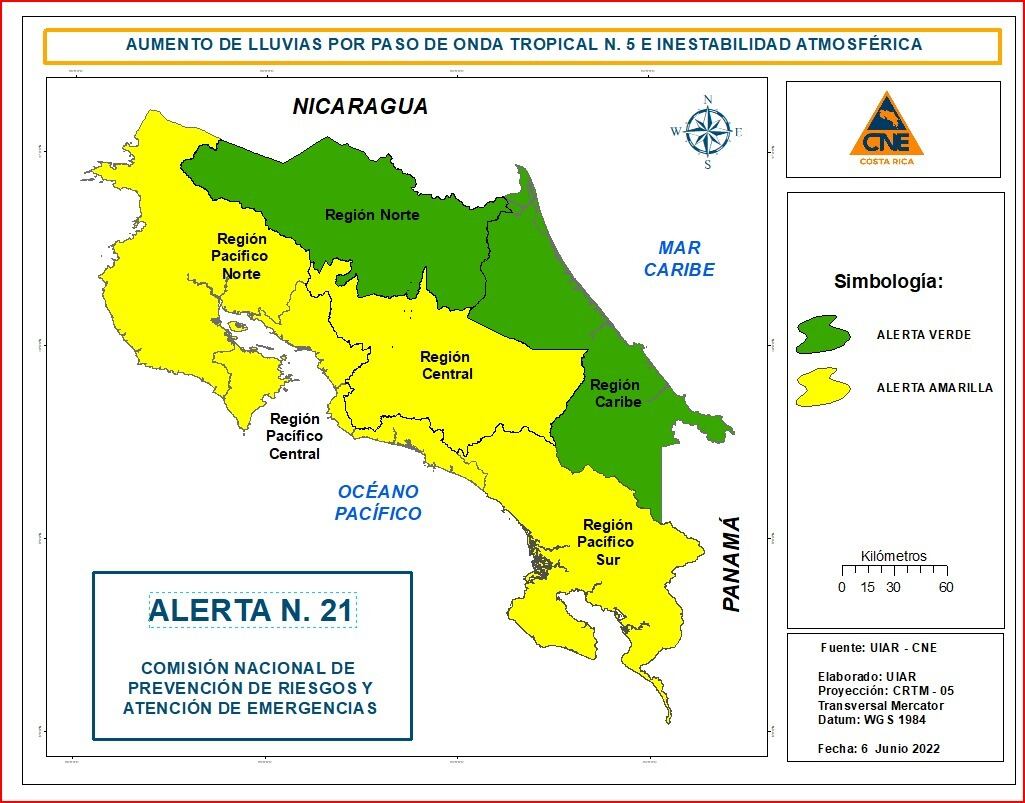 Alertas por paso de onda tropical número cinco. Foto CNE.