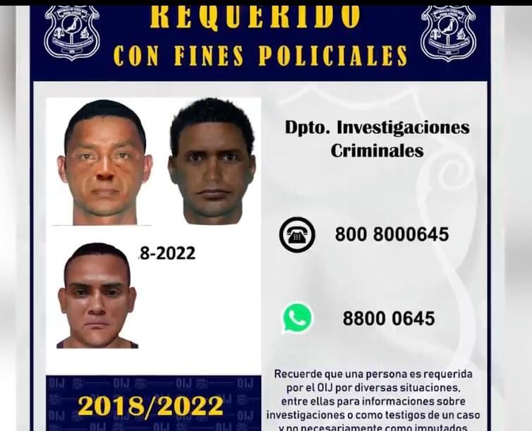 Estos fueron los retratos hablados hechos por los sobrevivientes. Foto OIJ.