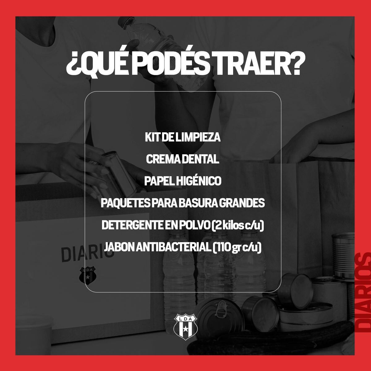 También se requieren artículos de aseo.