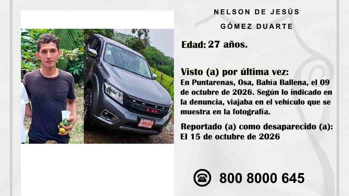 Nelson Gómez Duarte, desaaprecido en Osa. Foto: OIJ