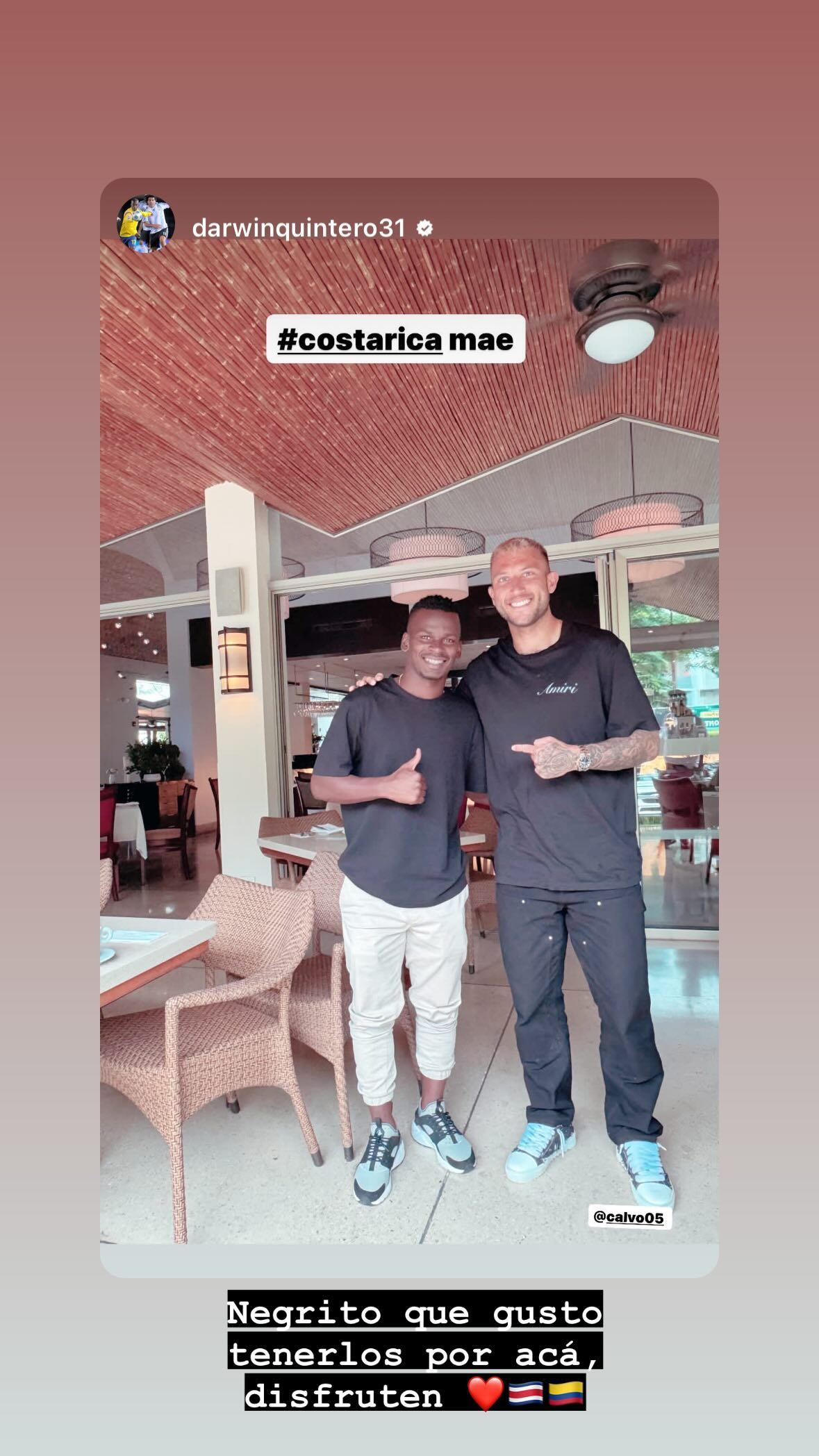 Francisco Calvo es muy amigo de Darwvin Quintero desde hace muchos años. Foto: Instagram.