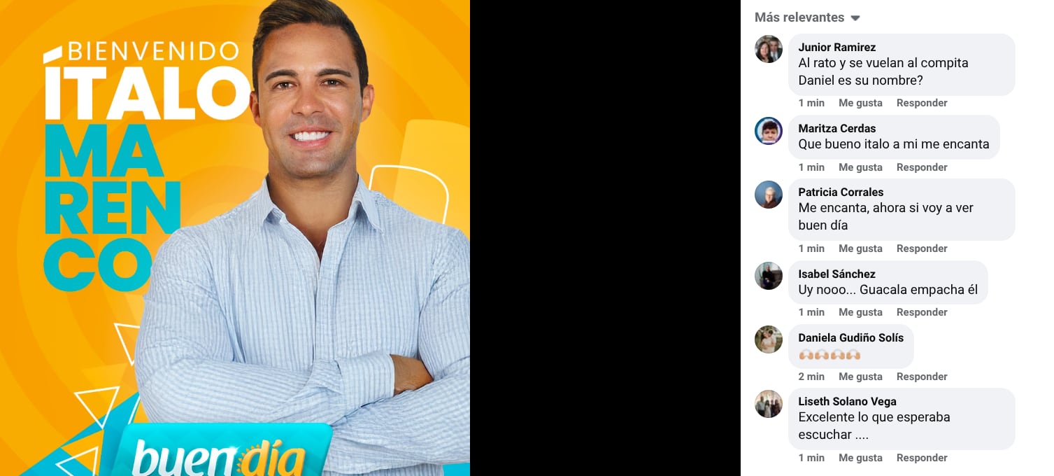 Ítalo Marenco nuevo presentador de Buen día a partir del 5 de enero de 2026