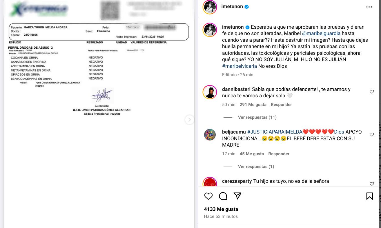 Imelda Garza Tuñón contraatacó este viernes a Maribel Guardia al mismo tiempo en que la actriz costarricense daba una conferencia de prensa en la que respondía preguntas sobre el conflicto que la enfrenta con su exnuera.