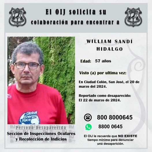 OIJ pide ayuda para dar con tres hombres desaparecidos en este marzo 2024. Foto: OIJ