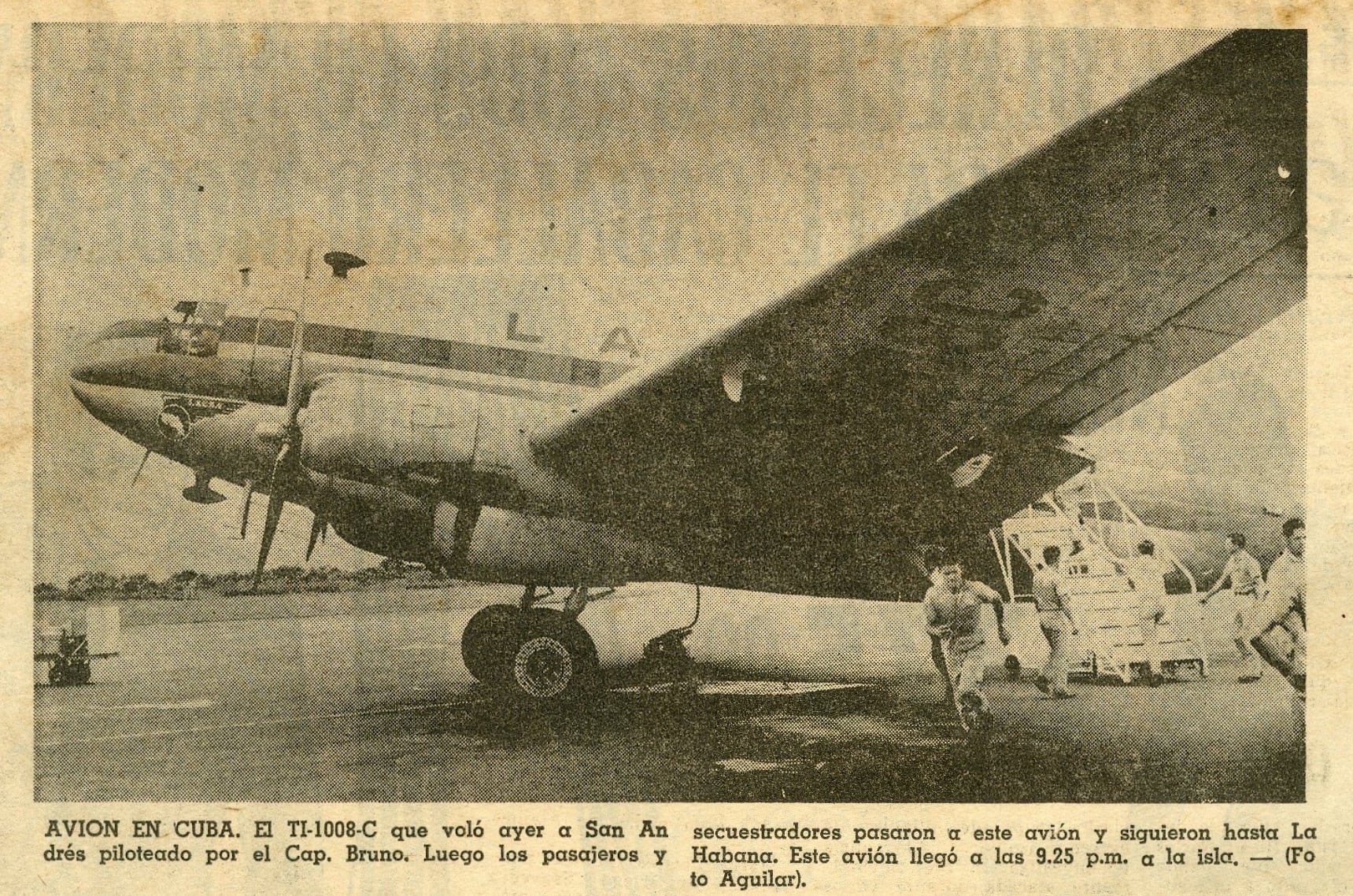 Secuestro avión LACSA en 1970. Foto Archivo.