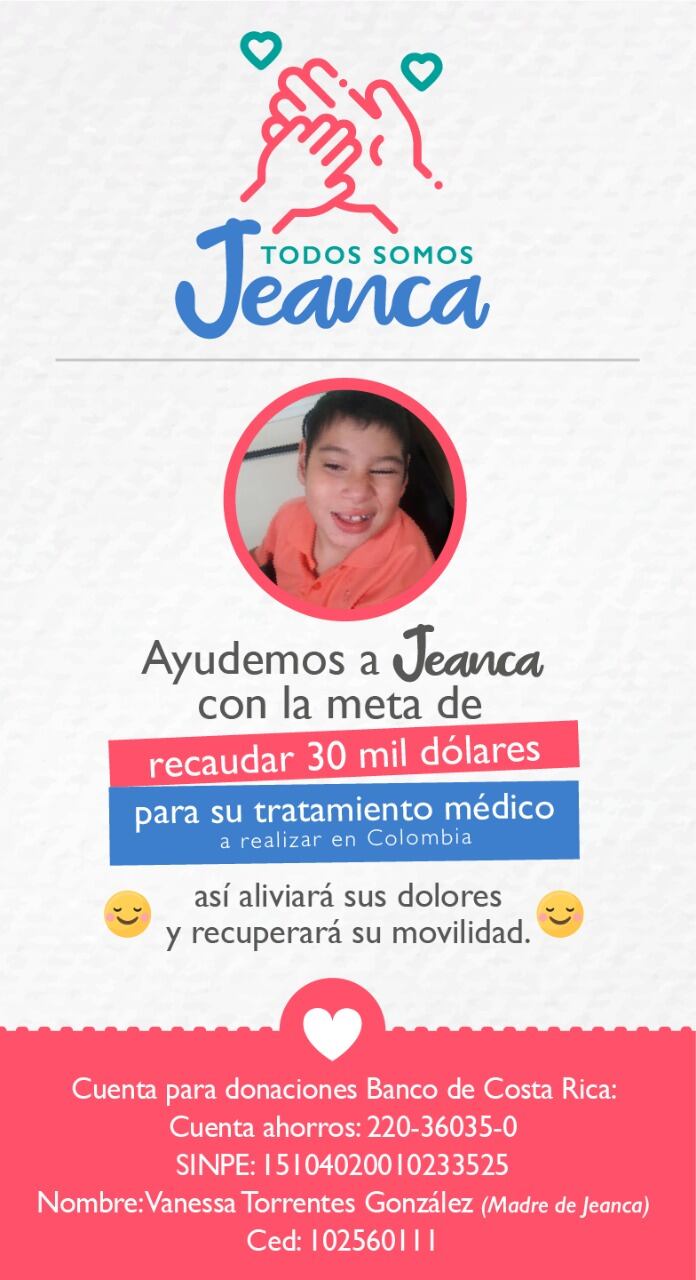 Jeanca ocupa de su ayuda para poderse operar en Colombia