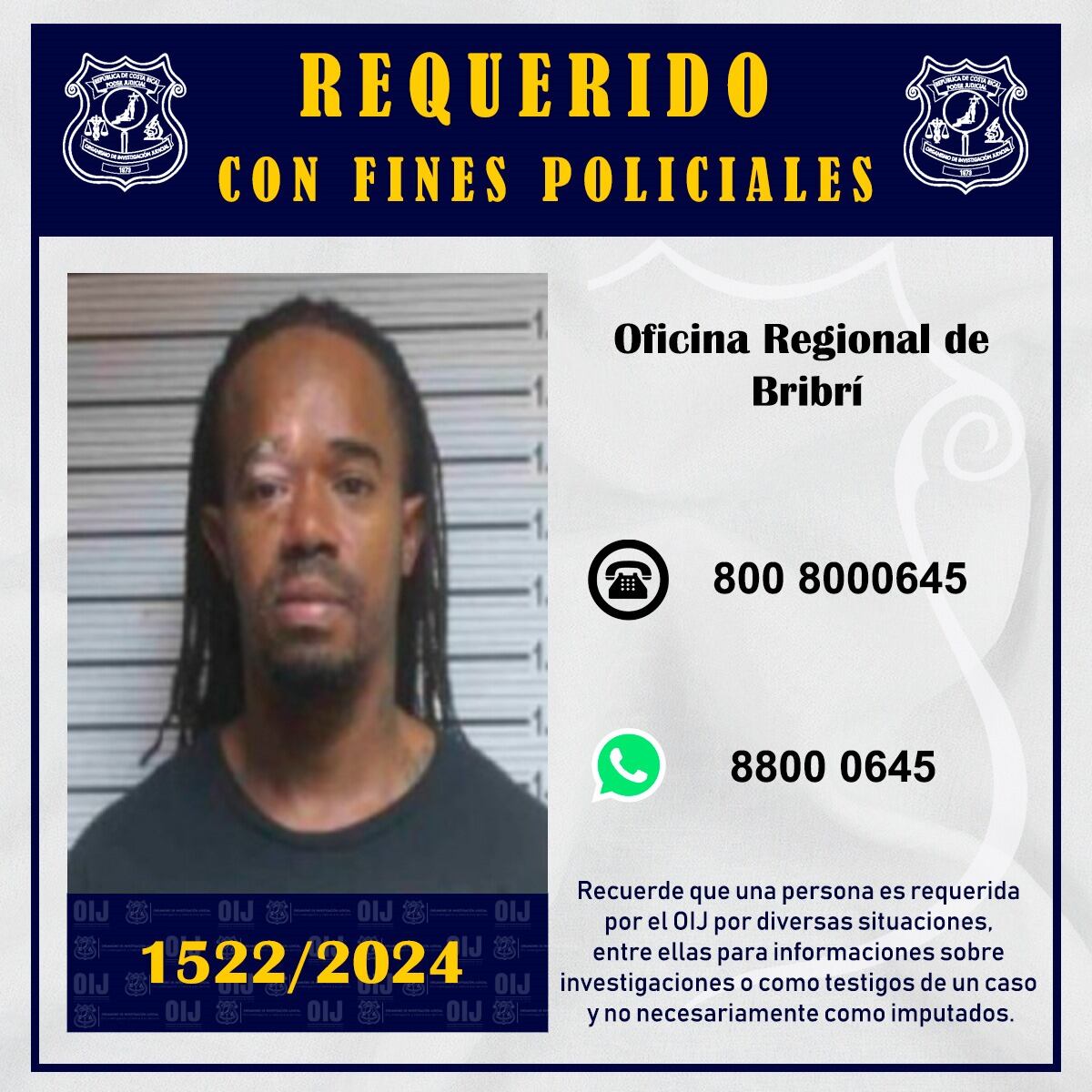 Cara Manchada esta siendo buscado por el OIJ.