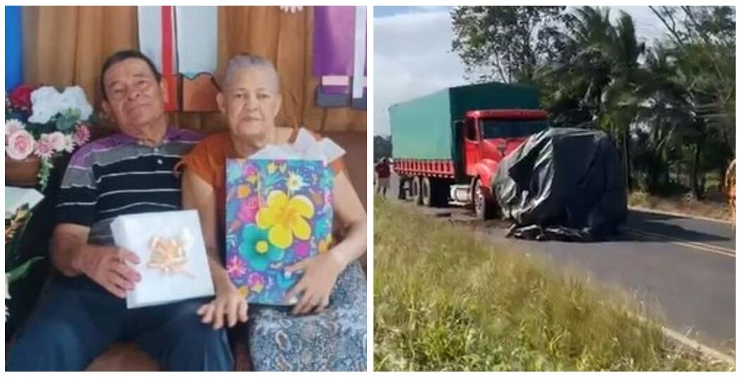 La buseta en la que viajaba la pareja chocó de frente contra un camión. Foto Facebook.