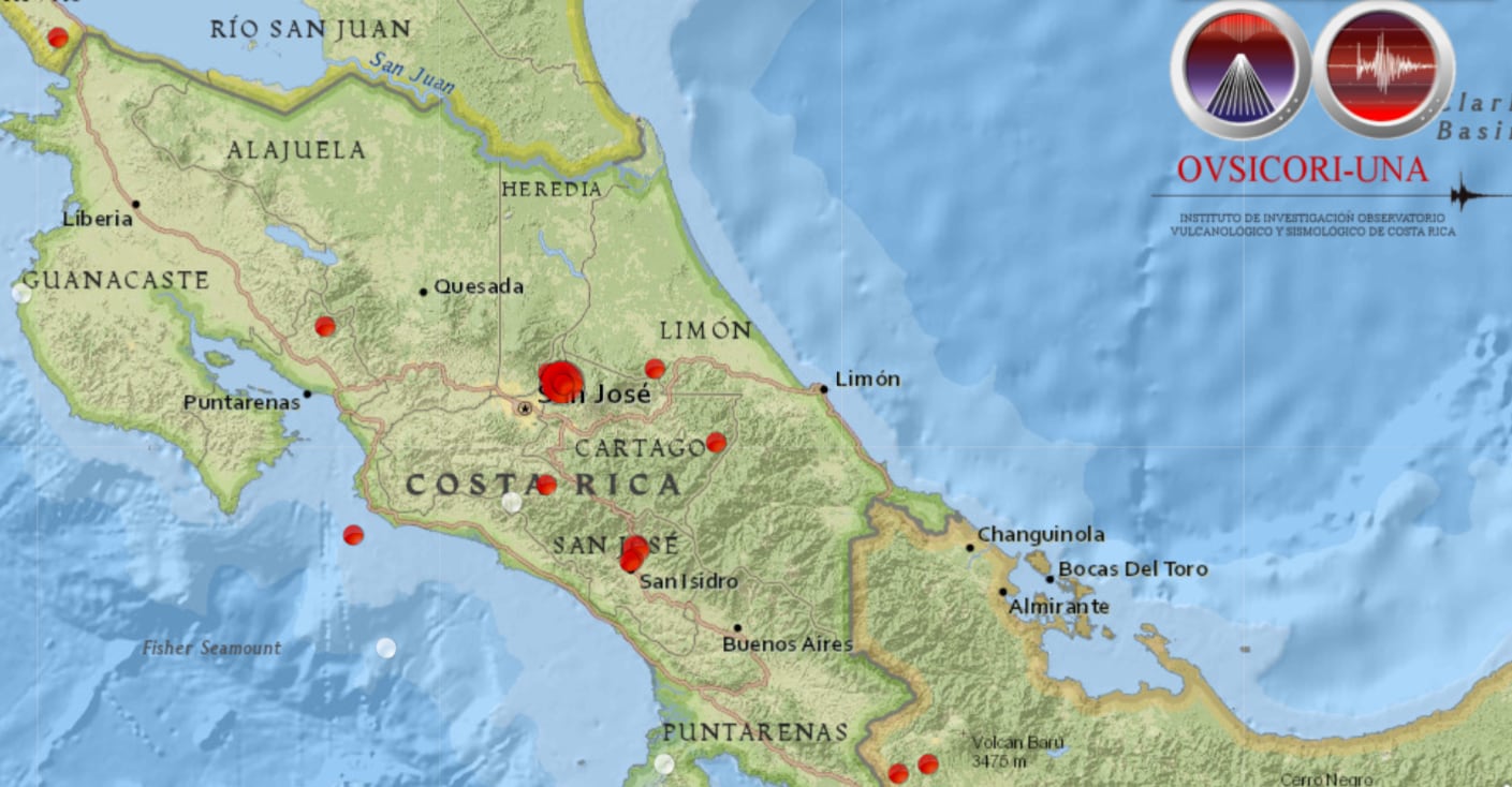 Dos fuertes temblores sacudieron Costa Rica la madrugada de este lunes, con apenas tres minutos de diferencia. Se han registrado más de 30 réplicas.